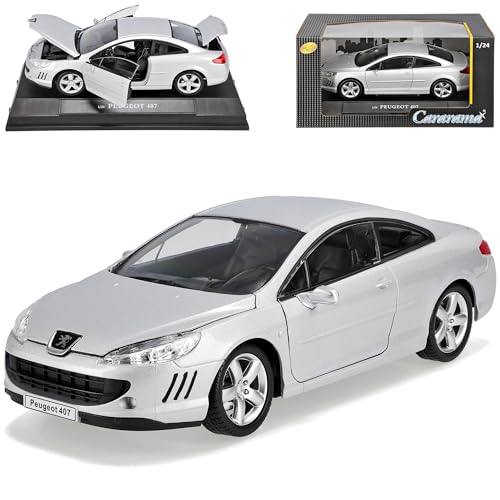 Cararama Peugeot 407 Coupe Silber 2004-2011 1/24 Modell Auto von Cararama