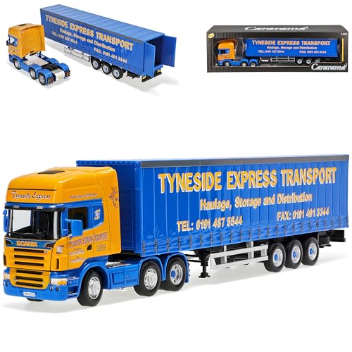 Cararama Scania R-Serie R620 Sattelzug Blau Gelb Tyneside Express LKW 1/50 Modell Auto von Cararama