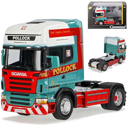 Cararama Scania R-Serie Topline 2 Achser LKW Zugfahrzeug Pollock Grün Rot 1/50 Modell Auto von Cararama