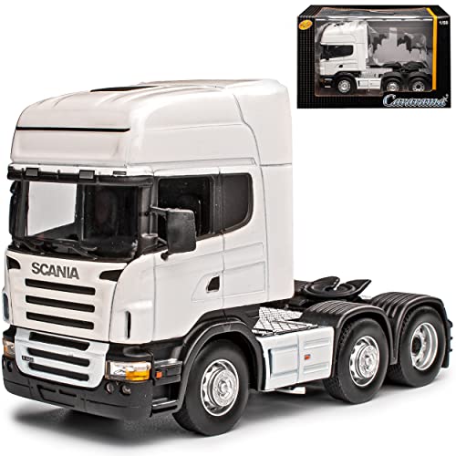 Cararama Scania R-Serie Topline 3 Achser LKW Zugfahrzeug Weiss 1/50 Modell Auto von Cararama