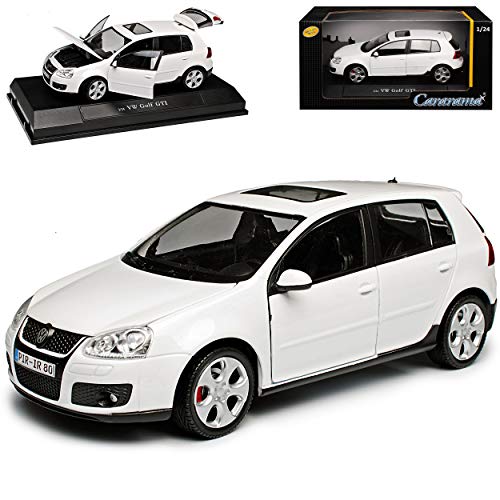 Cararama Volkwagen Golf V G*T*I Weiss 5 Türer 2003-2008 1/24 Modell Auto, Ohne Wunschkennzeichen von Cararama