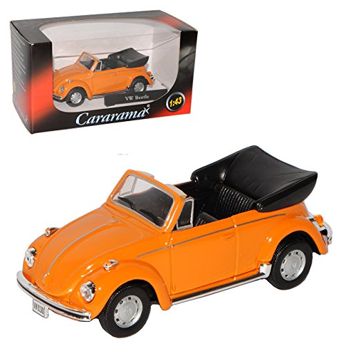 Cararama Volkwagen Käfer Cabrio Offen Orange 1/43 Modell Auto von Cararama