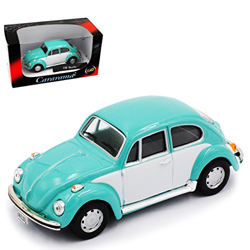 Cararama Volkwagen Käfer Coupe Türkis Grün mit Weiss 1/43 Modell Auto mit individiuellem Wunschkennzeichen von Cararama