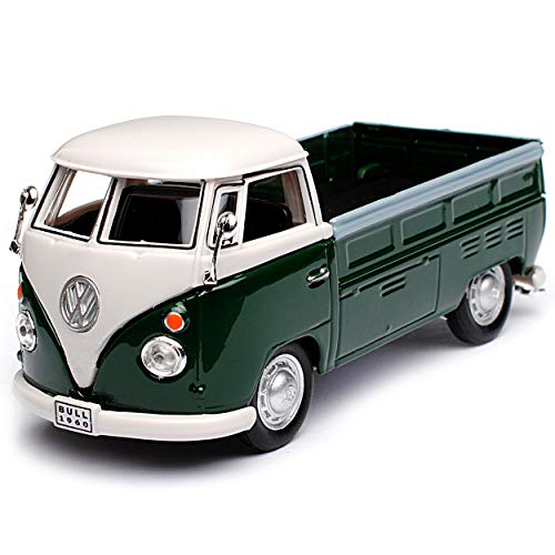 Cararama Volkwagen T1 Pritsche Pick-Up Grün Weiss Transporter Samba Bully Bus 1950-1967 1/43 Modell Auto mit individiuellem Wunschkennzeichen von Cararama