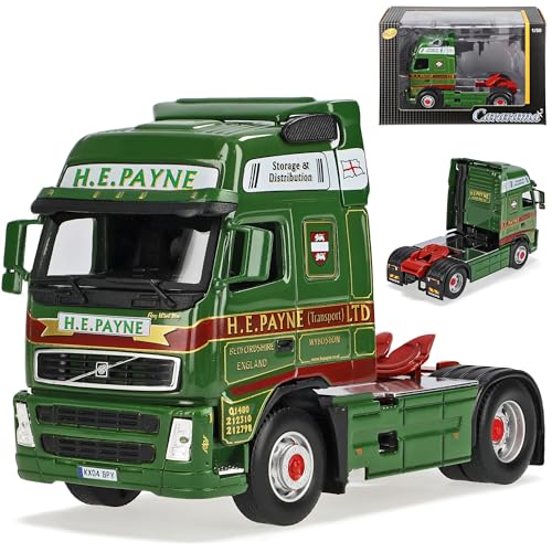 Cararama Volvo FH12 2 Achser LKW Zugfahrzeug Grün Payne Transport 1/50 Modell Auto von Cararama