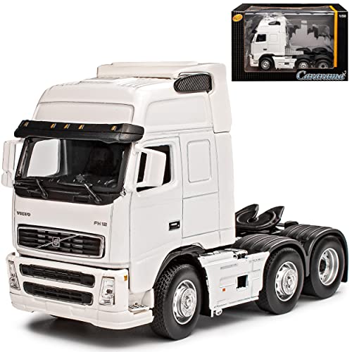 Cararama Volvo FH12 2 Achser LKW Zugfahrzeug Weiss 1/50 Modell Auto mit individiuellem Wunschkennzeichen von Cararama