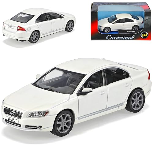 Cararama Volvo S80 Limousine Weiss ab 2006 1/43 Modell Auto mit individiuellem Wunschkennzeichen von Cararama