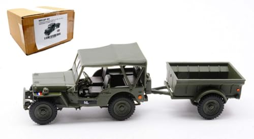 Modell in Maßstab Cararama kompatibel mit NECAF 1/4 TON MILITARY VEHICLE NL 1955 CLOSED TOP + REMORQUE 1:43 Modell SCALE CANECAF-02 241217 von Cararama