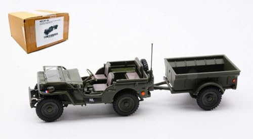 Modell in Maßstab Cararama kompatibel mit NECAF 1/4 TON MILITARY VEHICLE NL 1955 OPEN TOP + REMORQUE 1:43 Modell SCALE CANECAF-04 241217 von Cararama