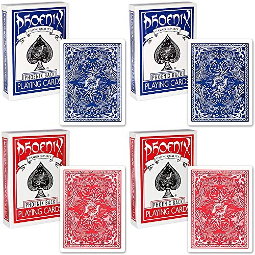 4 Kartenspiele Playing Cards Phoenix Colore Blu/Red von Card Shark