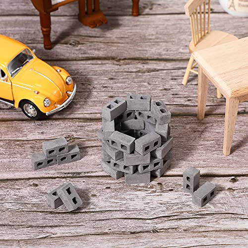 Cardbeei 60 Packungen Cinder Blocks MaßStab 1:12 Mini Bricks Beton Miniatur Bricks Winzige Landschaft Gestaltung Puppenhaus ZubehöR von Cardbeei