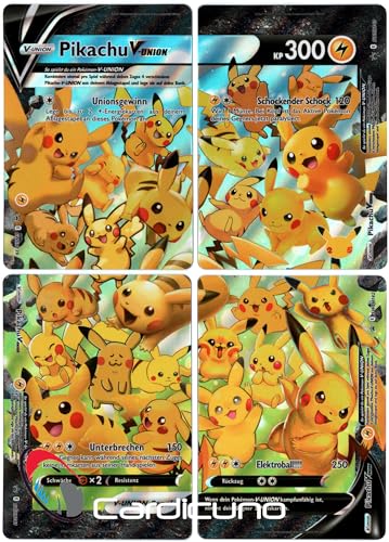 Cardicuno CC Pikachu V-Union Set (Alle 4 Teile) SWSH139-42 Schwert & Schild Promo Sammelkarte Deutsch von Cardicuno