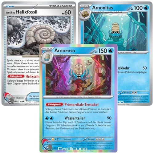 Cardicuno 139/165 Holo Antikes Helixfossil Amonitas & Amoroso Set 151 | Omastar Deutsch von Cardicuno