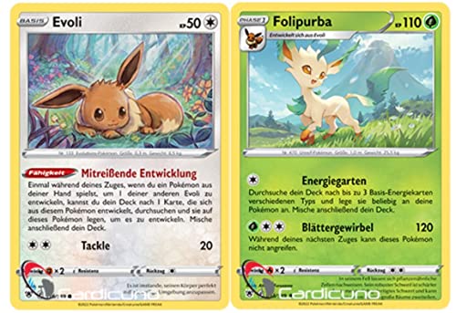 Cardicuno ASR Folipurba & Evoli Set 119/189 013/189 Astralglanz Sammelkarte | Leafeon Deutsch von Cardicuno