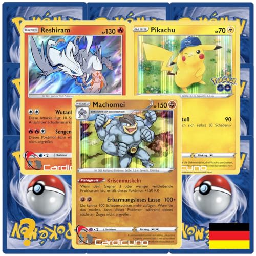 Cardicuno Rare Holo Karte + 9 deutsche Pokemonkarten wie EIN Booster (zufällig ausgewählt) - Deutsch von Cardicuno