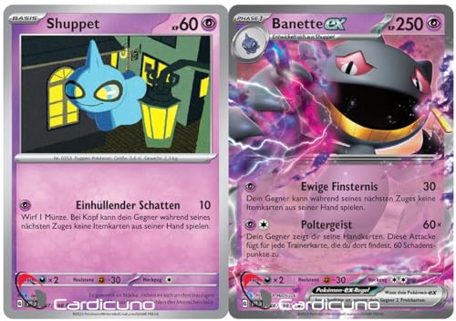 Cardicuno SV01 Shuppet & Banette ex Set Doppelstern Karmesin & Purpur 087/088/198 Deutsch von Cardicuno