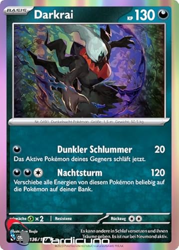 Cardicuno SV03 136/197 Darkrai Rare Holo Obsidianflammen Deutsch von Cardicuno