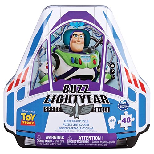 Cardinal 6047064 Toy Story 4 Buzz Lightyear Lenticular Puzzle in a Shaped Tin Packaging, Mehrfarbig von Spin Master Games