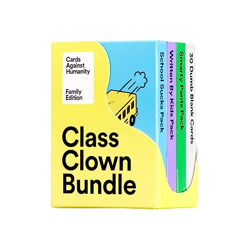 Cards Against Humanity Family Edition: Klassenclown-Bundle • 3 Themenpakete + 30 Blankokarten für Ihre dummen Insider-Witze von Cards Against Humanity