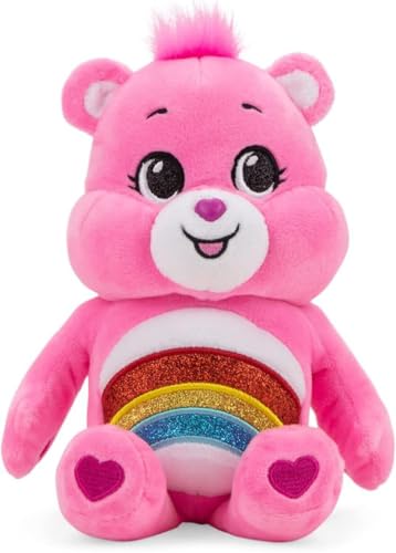 Care Bears Basic Fun 22481 Cheer Bear, Glitter Basic Bean Plush, 22 cm Collectable Cute Plush Toy, Soft Toys & Cuddly Toys for Children, Cute Teddies Suitable for Girls and Boys Aged 4 Years + von Care Bears