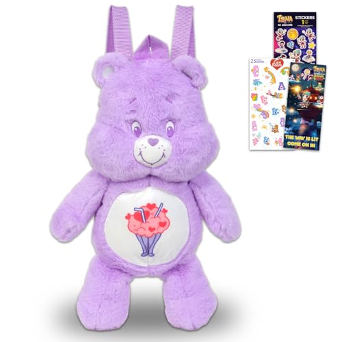 Care Bears Share Bären-Plüsch-Set – Bündel mit 43,2 cm großer Plüschpuppe mit Tragegurten und Aufklebern, mehr | Care Bears Stofftier für Kinder, Jungen, Mädchen von Care Bears