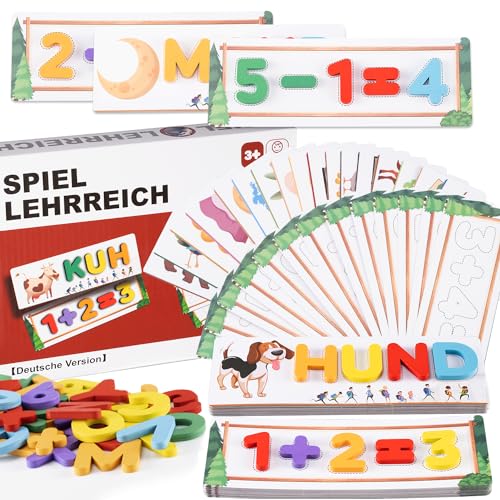 Carehabi Buchstaben Lernen Spielzeug, Buchstaben Holzpuzzles Spielzeug ab 3 4 5 6 7 8 Jahre Jungen Mädchen, Pädagogisches Spielzeug für Erkennungsorganisation (Organizer Tasche Enthalten) von Carehabi