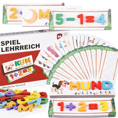 Carehabi Buchstaben Lernen Spielzeug, Buchstaben Holzpuzzles Spielzeug ab 3 4 5 6 7 8 Jahre Jungen Mädchen, Pädagogisches Spielzeug für Erkennungs Organisation ab 3-8 Jahre von Carehabi