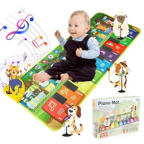 Carehabi Musikmatte Kinder ab 1 Jahr, Pädagogische Musik Spielzeug ab 1 Jahr mit 19 Liedern und 9 Klaviertasten, Klaviermatte für Neujahr, Geburtstag, Weihnachten Geschenke von Carehabi