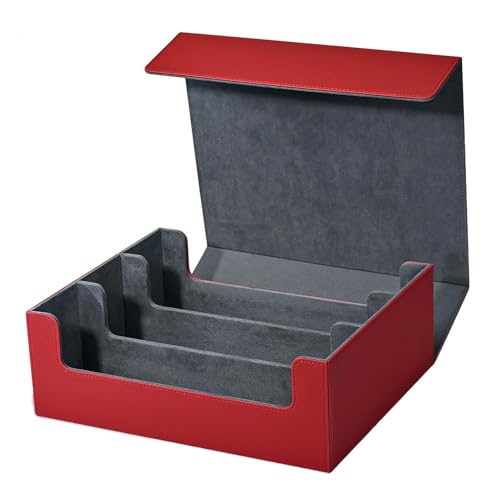 Carerina Kartenaufbewahrungsbox für Sammelkarten, Kartendeck-Hülle für Mehr Als 1800 Karten mit Einzelhülle, Langlebig, Einfach zu Verwenden, Ca. 290 X 245 X 105 Mm, Rot von Carerina