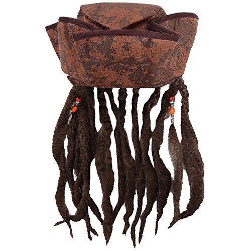 Caribbean Jack Sparrow Fancy Dress Pirate Hat With Hair & Beads von Wicked Costumes