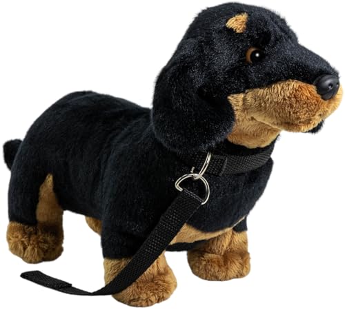 Carl Dick Dackel stehend schwarz mit Leine, Hund, Plüschtier, Kuscheltier ca. 30cm lang, 21cm hoch 3362 von Carl Dick