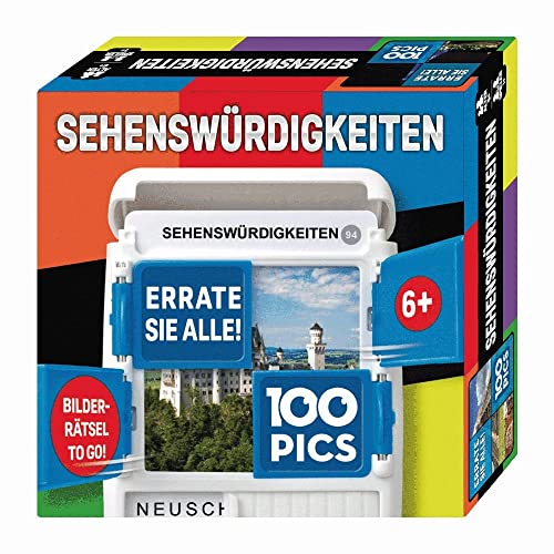 100 PICS 20208064 Quizspiel Sehenswürdigkeiten, Lernspiel für die ganze Familie, Brainteaser, Reisespiel für Erwachsene und Kinder ab 6 Jahren von 100 PICS