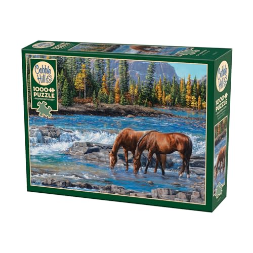 Cobble Hill 3840267 Pferde im Wildwasser, 1000 Teile Puzzle inkl. Puzzleposter für Erwachsene und Kinder ab 12 Jahren, Landschaftspuzzle, Pferdepuzzle von Cobble Hill