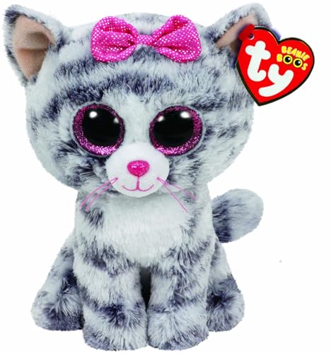 TY 37190 Kiki, Katze mit Glitzeraugen, Beanie Boos, 15cm, grau von TY