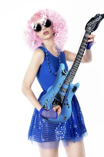 Aufblasbare Gitarre für Rocker-Kostüm, aufblasbar, Gitarre Rock, Zubehör für Partys, Geburtstage, Einheitsgröße 90 cm (blau) von Carnavalife