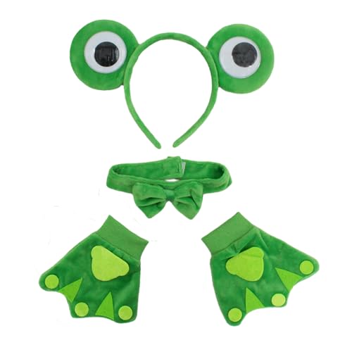 Carnavalife 4-teiliges Frosch-Kostüm für Erwachsene, Unisex, Set mit Handschuhen und Fliege, Frosch-Stirnband für Halloween, Karneval (1) von Carnavalife