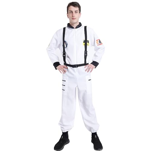 Carnavalife Astronautenkostüm für Erwachsene, mit verstellbaren Trägern und Patches, NASA-Stil, für Herren, Damen, Raumparty, Karneval, Halloween, Cosplay (L, Herren) von Carnavalife