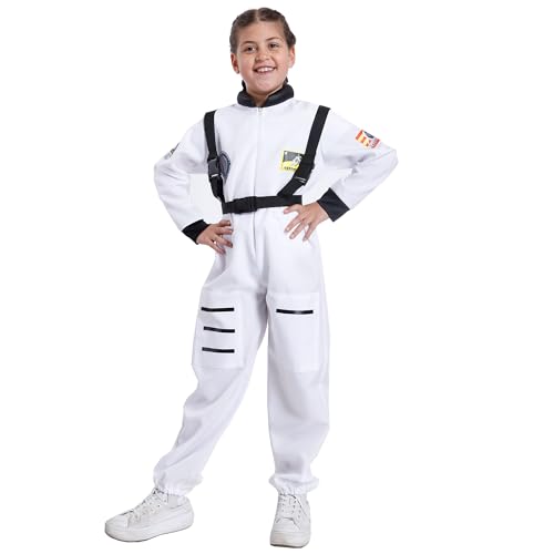 Carnavalife Astronautenkostüm für Kinder, Astronaut-Kostüm, Uni, Weltraumkostüm mit verstellbaren Trägern und Patches, NASA-Stil, Raumparty, Karneval, Halloween, Schulabschluss (10-12) von Carnavalife