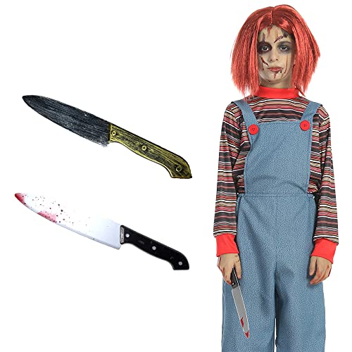 Carnavalife Chucky Scream Messer mit Lügenblut für Halloween-Kostüm, Chucky für Kinder und Erwachsene, 2 Stück von Carnavalife