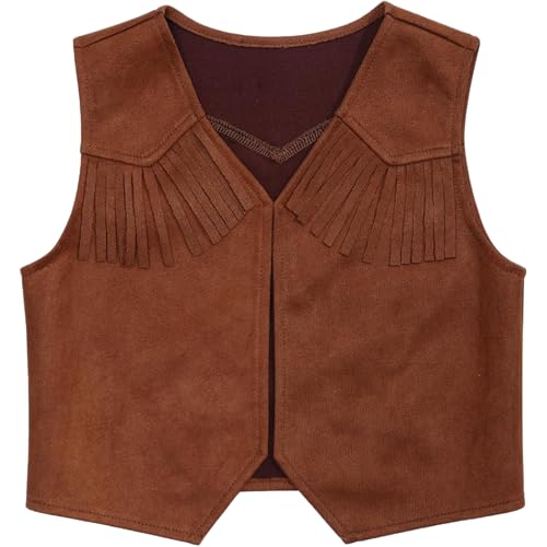 Carnavalife Cowboy-Weste für Kinder, Cowboy-Kostüm, Jungen, Mädchen, ohne Cowboy-Hut, Karneval, Halloween, Cowboy-Party, Cosplay, Western (13-15, nur Weste) von Carnavalife