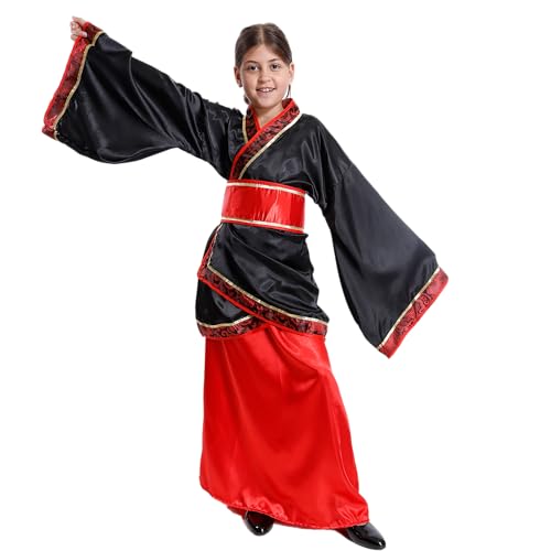 Carnavalife Hanfu Traditionelles chinesisches Kostüm, Mädchenkleidung, Tang-Anzug, chinesisches Kostüm, Zubehör, mit Midi-Rock, 3-teilig, Halloween, Karneval, Cosplay (Mädchen, 10-12 Jahre) von Carnavalife