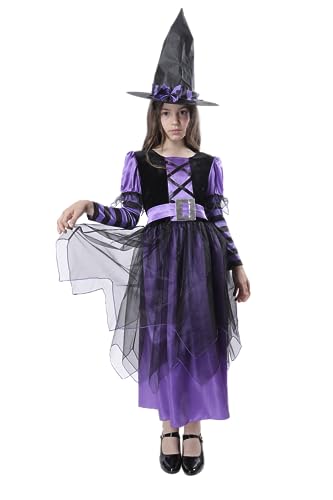 Carnavalife Hexenkostüm für Mädchen, Hexenkostüm für Mädchen, Hexenkostüm 3-12 Jahre, Witch Costume (10-12 Jahre, Modell D) von Carnavalife