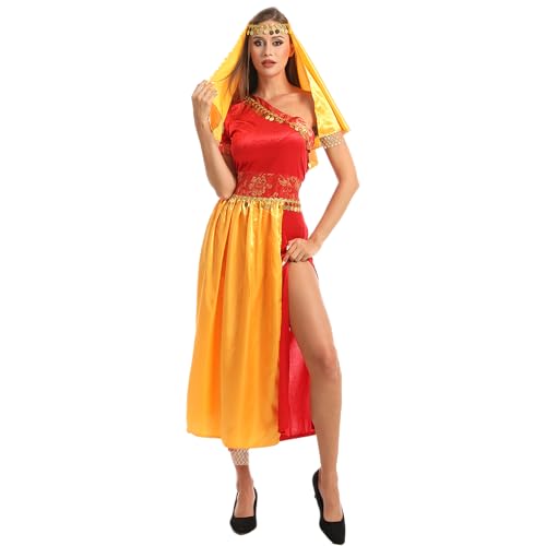 Carnavalife Hindu-Kostüm für Damen, für Erwachsene, orange, Indianer, Halstuch mit Pailletten (M, Hindu, Erwachsene) von Carnavalife