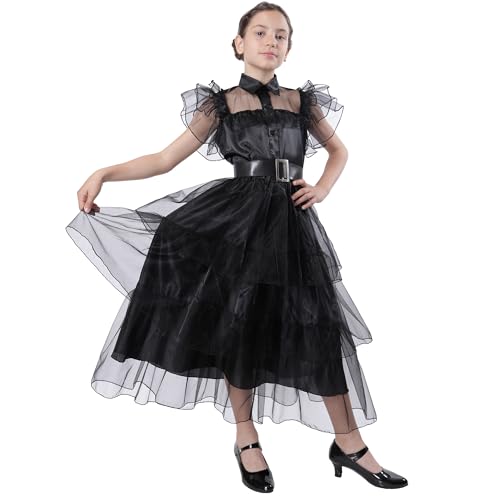 Carnavalife Mittwochskostüm für Mädchen, Mittwochskostüm für Mädchen, Mittwochskostüm für Mädchen, Mittwoch-Kleid für Mädchen (Mittwoch-Kostüm, 13-15 Jahre) von Carnavalife