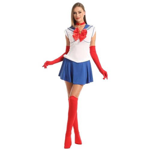 Carnavalife Sailor Moon Sailor Moon Kostüm für Damen, Cosplay, Tsukino Usagi, komplett, 8 Stück, mit Zubehör, Halloween und Karneval (M, Sailor Moon) von Carnavalife