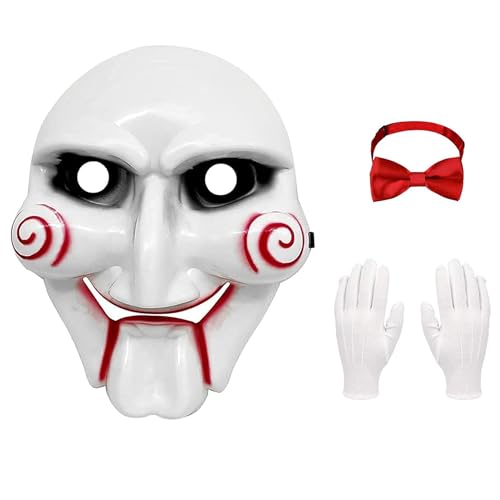 Carnavalife Saw Killer-Maske, Halloween-Maske, Halloween-Maske, Halloween-Maske, Horrorfilm (Saw-Maske + Handtuch + Handschuhe) von Carnavalife