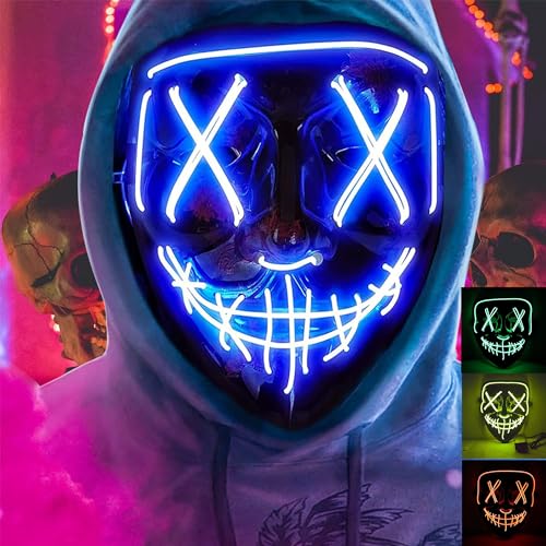 Carnavalife Scream Ghostface LED-Maske, 3 Lichtmodi, LED-Maske, Halloween, Vvendetta, LED-Maske, Halloween, für Kinder, Erwachsene, Einheitsgröße von Carnavalife