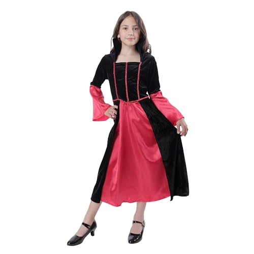 Carnavalife Vampir-Kostüm für Mädchen, königlicher Vampir, 3-12 Jahre, Gothic-Kleid für Halloween und Karneval (7-9 Jahre) von Carnavalife