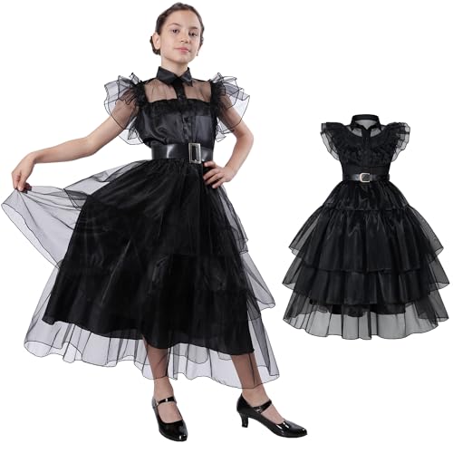 Kostüm für Mittwoch Addams Mädchen, Mittwoch Addams Damen-Kostüm, Mittwoch-Kostüm, Addams Mädchen, Mittwoch-Kostüm, Addams Mädchen (S, Kleid Mittwoch Tanzen) von Carnavalife