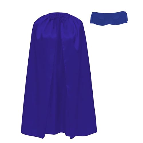 Superhelden-Umhang und Augenmaske für große Kinder und Jugendliche, Superhelden-Umhang, 90 cm lang, für Superman-Kostüm, Karneval, 2-teiliges Set (blau/blau) von Carnavalife